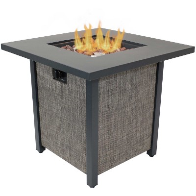 Sunnydaze Kleifar Modern Smokeless Square Metal Propane Fire Pit with Rafa Fabric Sides - 25.25" H