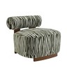 Sapphtopaz Zebra Strips Accent Chair with Cylindrical Back Chenille Upholstered Cozy Chair with Wood Frame Cute Chair for Living Room, Bedroom - 3 of 4
