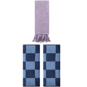 REGALWOVEN 3 Packs Checkered and Tassels Absorbent Soft Cotton Bathroom Hand Towel - 1 of 4
