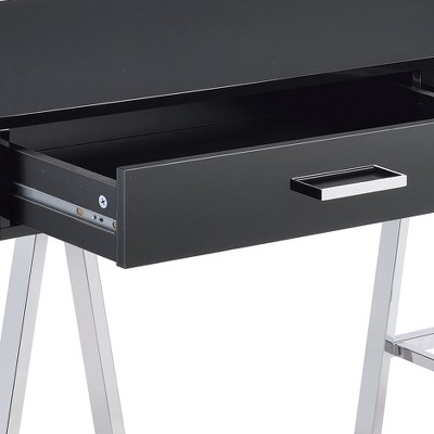 Vynxaria Black High Gloss Desk USB Port Modern Design for Tech-Ready Home Offices