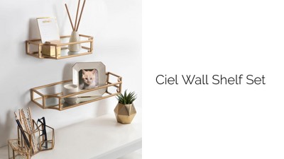 Elegant Ciel Silver Metal Geometric Wall Shelf Set