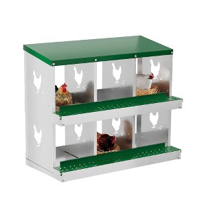 Chicken Nesting Box with Roll Out Egg Tray, Heavy Duty Galvanized Steel, Rustproof & Ventilated Laying Box for Chickens/Ducks, Wall Mount - 1 of 4