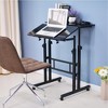 Height Adjustable Standing Desk 60 x 60 x 70-110 cm Mobile Desk with 4 Wheels 180° Tilt Tray Computer Desk for Home Office White - 2 of 4