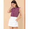 INSPIRE CHIC Women's Ruffled Curved Hem Business Office Vintage Sleeveless Blouse - 2 of 4