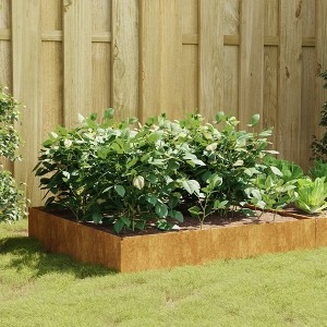 vidaXL Garden Raised Bed in Corten Steel, Rust-Resistant, Outdoor Planter for Flowers, Herbs, and Vegetables - 39.4"x39.4"x13.2 - Easy Assembly - 1 of 4