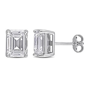 EVERLY JEWELRY | Sterling Silver 5 CT TGW DEW Emerald Cut Created Moissanite Stud Earrings - 1 of 4