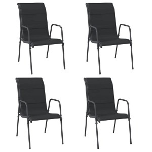 Bussandri Exclusive Garden Chairs Set of 4 Steel and Textilene Black - 1 of 4