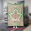 Personalized AKA Pattern Fleece Blanket, Green and Pink Diamond Design, All Season Cozy Throw for Home, Christmas or Birthday Gift. - 3 of 4