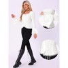 Allegra K Women's Flare Bell Sleeve Lace Square Neck Button Down Shirt - 2 of 4