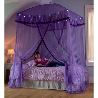 HearthSong Sparkling Lights Light-Up Bed Canopy for Twin, Full, or Queen Beds