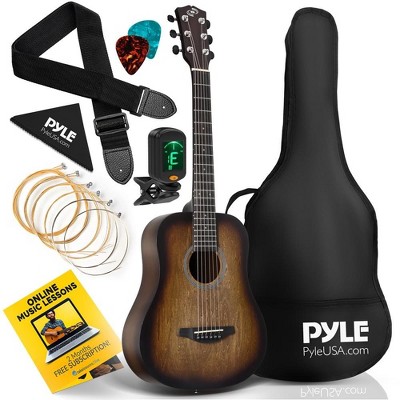 Pyle 1/2 Scale Steel String Acoustic Guitar Kit - Brown Burst Matte (PGA820BR)