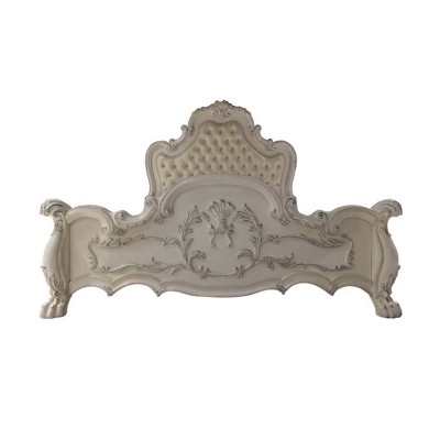 Dresden King Bed with Antique White Finish and Carvings