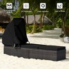 Tangkula Rattan Patio Chaise Lounge Chair W/ Adjustable Canopy Black Cushion - 4 of 4