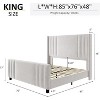 AMERLIFE Velvet Upholstered Platform Bed with Vertical Channel Tufted Headboard/Wingback - 2 of 4
