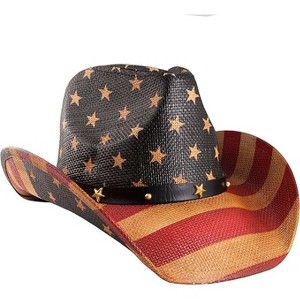 grinderPUNCH Western Outback Cowboy Hat Men's Women's Style Classic Straw Western Cowgirl Hat - 1 of 4