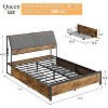 Bed Frame with Storage & Charging Station, Upholstered Platform Bed, Ergonomic Headboard, Reinforced Metal Support, No Box Spring Needed, Brown - 2 of 4