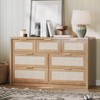 Jojoka Rattan 6 Drawer Chest of Drawers, Natural Wood Dresser with Gold Handles, Storage Organizer for Bedroom, Living Room, Hallway - 3 of 4