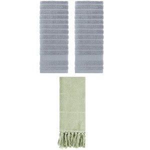 REGALWOVEN 3 Packs Absorbent Soft Solid Cotton Bathroom Hand Towels 14" x 30" - 1 of 4