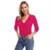Clearlove Women's Cropped Bolero Cardigan – 3/4 Sleeve V-Neck Basic Classic Casual Button Down Knit Soft Sweater Top - 2 of 4