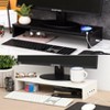 The Lakeside Collection Monitor Stand Wooden Riser 4 USB 2.0 Charging Ports Black Or White - 4 of 4