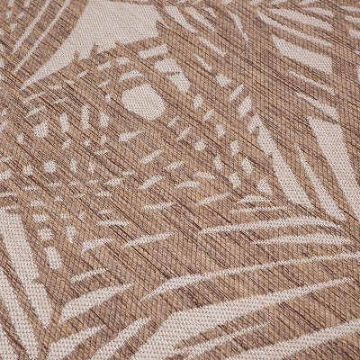 Tropical Palm Floral Brown Synthetic 5' x 7' Flatwoven Rug