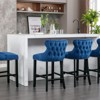 INFURNIC Counter and Bar Stools Velvet Upholstered Barstools with Wing Back and Nailhead Trim for Lounge Area, Blue, 22"*19"*37" - 4 of 4