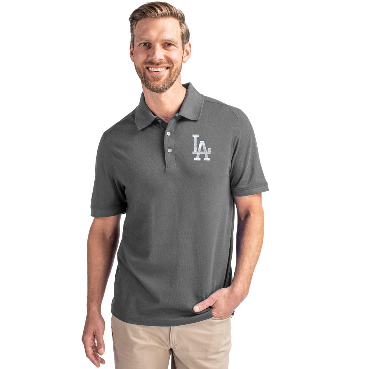 Los Angeles Dodgers Cutter & Buck Advantage Eco Tri-Blend Pique Mens Big and Tall Polo - thumbnail 3