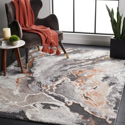 Cyrus Gray and Orange Abstract Shag Area Rug