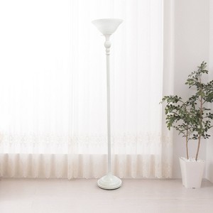 1-Light Torchiere Floor Lamp with Marbleized Glass Shade - Elegant Designs - 1 of 4