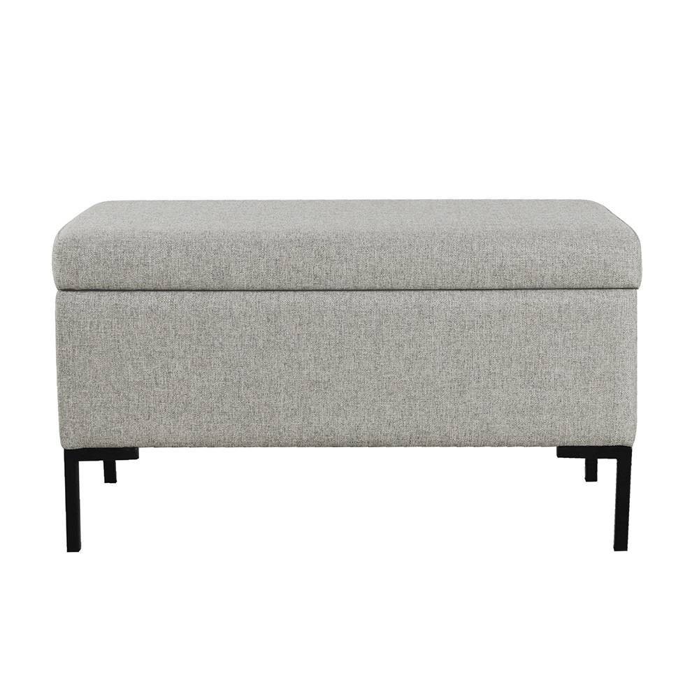 Medium Storage Bench with Metal Legs Gray Woven - HomePop