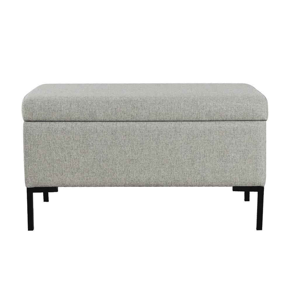 Photos - Chair Medium Storage Bench with Metal Legs Gray Woven - HomePop