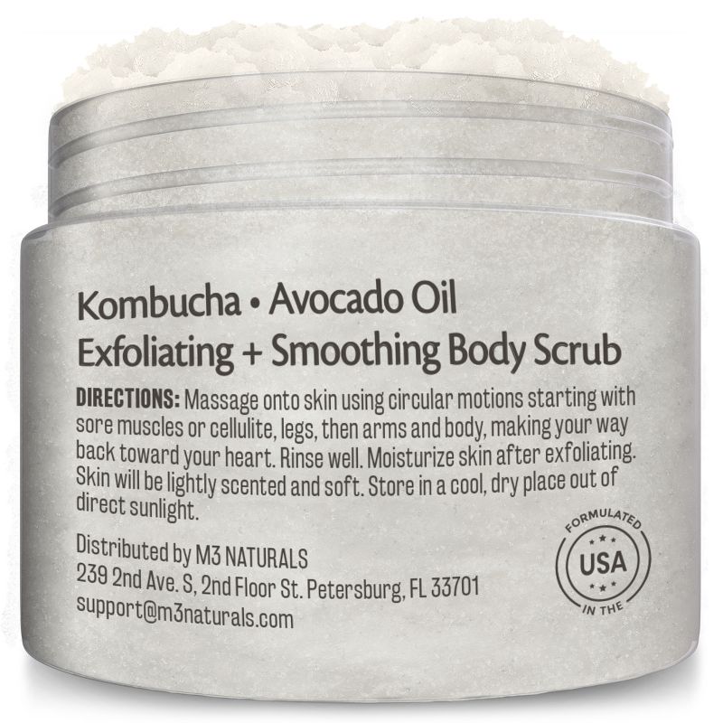 Kombucha Body Scrub with Collagen and Shea Butter, Exfoliating and Smoothing Body Scrub, M3 Naturals, 12oz, 3 of 4
