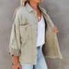 Coolmee Women's Oversized Ripped Denim Jacket Frayed Hem Button Front Boyfriend Jean Coat Western Shacket with Pockets - 4 of 4