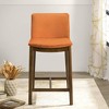 PAGED Bar Stools Mid-Century Modern Counter Stools Upholstered Dining Chairs with Black Vegan Leather for Home Pub - 3 of 4