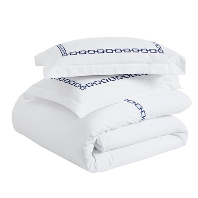 Cotton Chain Links Embroidered 3 Piece Duvet Cover Set by Blue Nile Mills