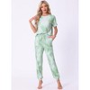 cheibear Women's Soft Tie Dye T-shirt with Pants Pajama Set 2 Pcs - 2 of 4