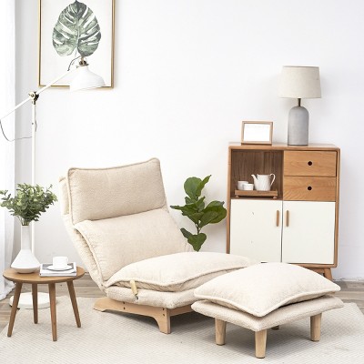 Lazy Sofa Balcony Accent Chair with Ottoman Bedroom Chair Foldable Reclining Chair Single Sofa Functional Chair for Living Room-Tanpinhause