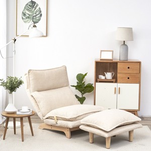 Lazy Sofa Balcony Accent Chair with Ottoman Bedroom Chair Foldable Reclining Chair Single Sofa Functional Chair for Living Room-Tanpinhause - 1 of 4