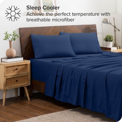 Dark Blue Hypoallergenic Microfiber Standard Pillowcases Set