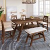 NicBex 6-Piece Dining Table Set with 4 Dining Chairs & Long Bench Modern Wooden Kitchen Table with Open Storage Shelf for Dining Room - 2 of 4
