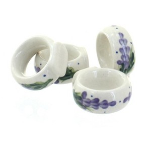 Blue Rose Polish Pottery 18B-4 WR Unikat Napkin Ring Set - 1 of 1