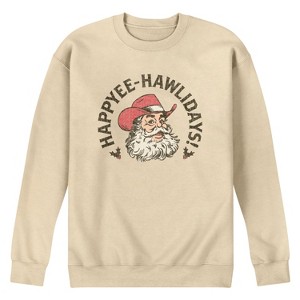 Men's - Instant Message - Happyee Hawlidays Graphic Fleece Sweatshirt - 1 of 4