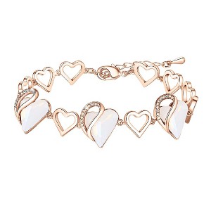 Leafael Infinity Love Heart Link Bracelet with Healing Stone Crystal, 18K Rose Gold Plated, 7" Chain + 2" Extender - 1 of 4