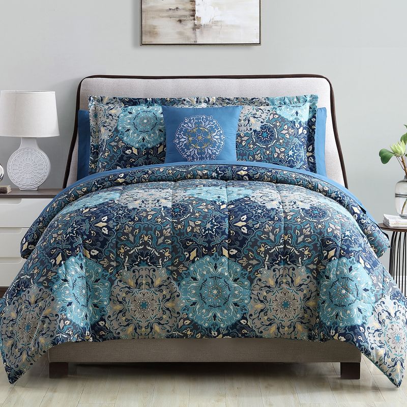 Modern Threads 6-Piece Printed Reversible Complete Bed Set Granada., 1 of 8