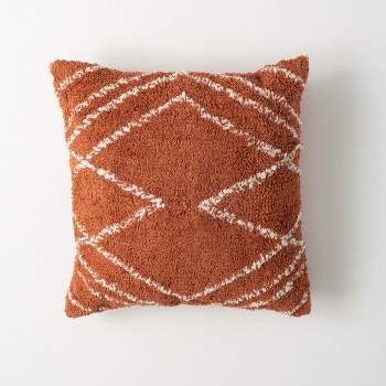 Sullivans 17.5" Diagonal Rust Chenille Pillow, Cotton