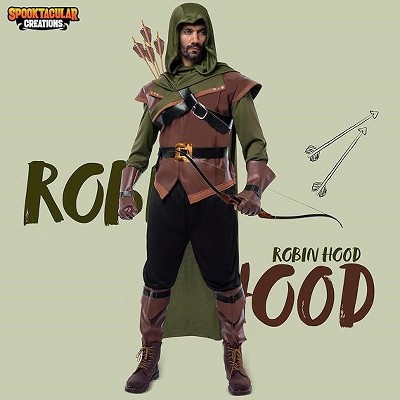 Joyfy Halloween Costume for Men Robin Hood, Renaissance Leather Robin Outfit Set for Adults Halloween Role Play Dress Up Parties