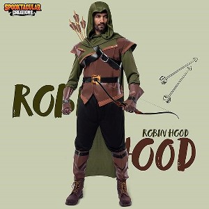 Joyfy Halloween Costume for Men Robin Hood, Renaissance Leather Robin Outfit Set for Adults Halloween Role Play Dress Up Parties - 1 of 4