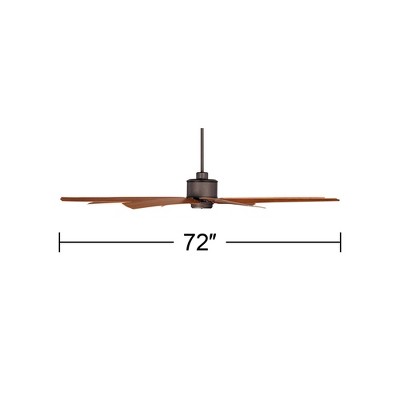 72" Black Steel Industrial Ceiling Fan with Remote Control and Medium Wood Blades