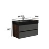 Phiestina 36" Walnut Bathroom Vanity with Matt Black Engineered Quartz Sink, Soft Close Drawers, Wall Mounted Floating Vanity for Modern Bath, KD - 4 of 4