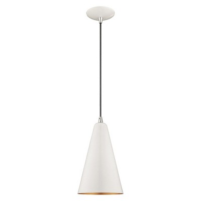 Livex Lighting Metal Shade 1 - Light Pendant in  Shiny White